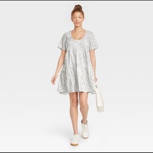 White Tiered Short Sleeved Flutter Dress